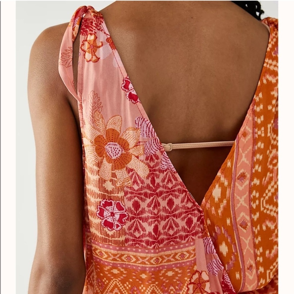 SOLD Free People Tied To You Tank Top Lemonade Combo Pink Orange - Picture 5 of 16